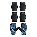 Kit Triatleta Esportes Luva Para Goleiro + Joelheira + Cotoveleira Infantil PRETO