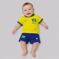 Kit Uniforme de Futebol Baby Brasil Flag Infantil AMARELO