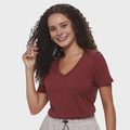 Camiseta Fila Regular Basic V Classic Feminina VINHO
