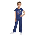 Conjunto Camiseta adidas + Calça Legging Disney Infantil AZUL ESC/AMARELO CLA