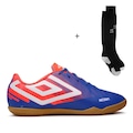 Chuteira de Futsal Adulto Umbro Action + Meião Team AZUL