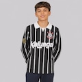Camisa do Corinthians Retrô Kalunga Manga Longa Infantil PRETO