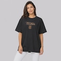 Camiseta do Corinthians Fé Paixão e Loucura Oversized Feminina PRETO