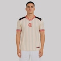 Camisa do Flamengo Escudo Listrada Masculina BRANCO