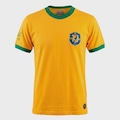 Camiseta Athleta Brasil Retrô Pelé 1970 Masculina AMARELO