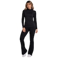 Conjunto Blusa Térmica Aveludada e Calça Flare Peluciada Vekyo Feminino PRETO
