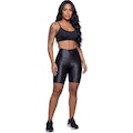 Conjunto Feminina Fitness Top Alça Fina e Bermuda New Zig Vekyo Roupa De Academia Musculação PRETO