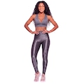 Conjunto Feminino Fitness Top Bojo e Calça New Zig Vekyo Roupa De Academia Treino Para Musculação CINZA