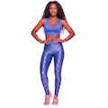Conjunto Feminino Fitness Top Bojo e Calça New Zig Vekyo Roupa De Academia Treino Para Musculação AZUL
