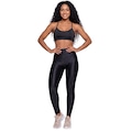 Conjunto Feminina Fitness Top Alça Fina e Calça New Zig Vekyo Roupa De Academia Musculação PRETO