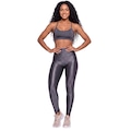 Conjunto Feminina Fitness Top Alça Fina e Calça New Zig Vekyo Roupa De Academia Musculação CINZA