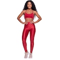 Conjunto Feminina Fitness Top Alça Fina e Calça New Zig Vekyo Roupa De Academia Musculação VERMELHO