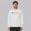 Blusão de Moletom Champion Crewnek Athletic Script INK Masculino BRANCO