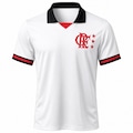 Camisa Polo do Flamengo Bordado Betel Line II - Masculina BRANCO