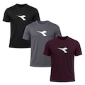 Kit 3 Camisetas Diadora Big Logo Masculino PRETO