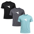 Kit 3 Camisetas Diadora Big Logo Masculino PRETO