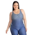Maio Macaquinho Natação Trinys Estampado Plus Size AZUL