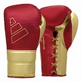 Luva de Boxe adidas em Couro Hybrid 500 Lace VERMELHO/OURO