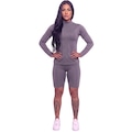 Conjunto Fitness Blusa Térmica Proteção UV e Bermudinha Suplex Vekyo CINZA