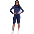 Conjunto Fitness Blusa Térmica Proteção UV e Bermudão Vekyo AZUL ESCURO