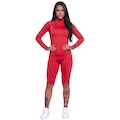 Conjunto Fitness Blusa Térmica Proteção UV e Bermudão Vekyo VERMELHO