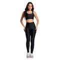 Conjunto Esportivo Top e Calça Brilhoso Vekyo Feminino PRETO