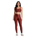 Conjunto Esportivo Top e Calça Brilhoso Vekyo Feminino MARROM
