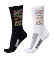 Kit 2 Pares de Meia Hupi Run Semi Compressiva - Unissex PRETO/BRANCO
