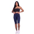 Conjunto Esportivo Top Tube Faixa e Bermudão Vekyo Feminino AZUL ESCURO