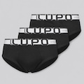 Kit Cueca Slip Lupo Algodão com Elastano - 3 Unidades PRETO
