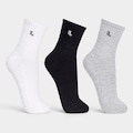 Kit 3 Pares Meias Lupo Sport Cano Médio - Masculina PRETO/BRANCO