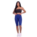Conjunto Esportivo Top Tube Faixa e Bermudinha Suplex Vekyo Feminino AZUL