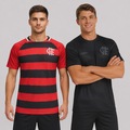 Kit Camisa do Flamengo Sinal e Manto Masculino - 2 Unidades PRETO