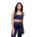 Conjunto Fitness Top com Bojo + Calça Legging de Compressão Dellas Fit -  Feminino AZUL ESCURO