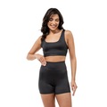 Conjunto Fitness Top com Bojo + Short Legging de Compressão Dellas Fit - Feminino PRETO