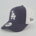 Boné Unissex New Era Los Angeles Dodgers 940AF League Essential Trucker MLB Aba Curva CINZA