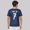 Camisa do Real Madrid Campeones 7 Vini Jr - Infantil AZUL ESCURO