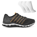 Tênis Masculino Olympikus Dynamic + 3 Pares de Meias PRETO/LARANJA