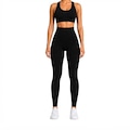 Calça Legging Feminina NFOX Canelada Fitness Empina Bumbum Academia PRETO