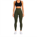 Calça Legging Feminina NFOX Canelada Fitness Empina Bumbum Academia VERDE