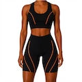 Conjunto Academia Feminino NFOX Short Viés Fino Cropped para Yoga e Treino LARANJA