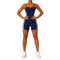 Macaquinho Fitness NFOX Listras Laterais Feminino Curto Academia Ioga AZUL