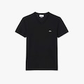 Camiseta Lacoste Pima Leve com Gola V PRETO