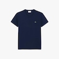 Camiseta Lacoste Pima Leve com Gola V AZUL ESCURO