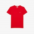 Camiseta Lacoste Pima Leve com Gola V VERMELHO