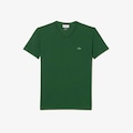 Camiseta Lacoste Pima Leve com Gola V VERDE