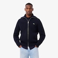 Suéter Lacoste com Zíper de Gola Alta de Lã Cardada Masculino AZUL ESCURO