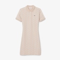 Vestido Polo Lacoste Slim Fit em Jacquard Monograma Feminina BEGE/BRANCO