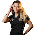 Camisa Polo do Corinthians Ouro Oficial - Feminina PRETO