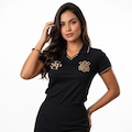 Camisa Polo do Corinthians Ouro Oficial - Feminina PRETO